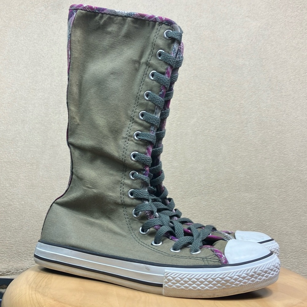 Converse Kids Tall Sneakers - Olive and Pink